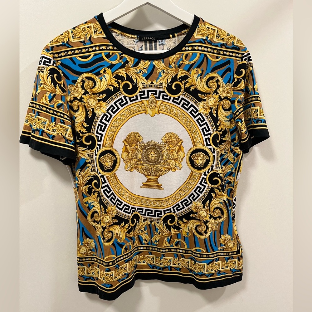 Versace Lion Baroque Print T-Shirt Size 42
